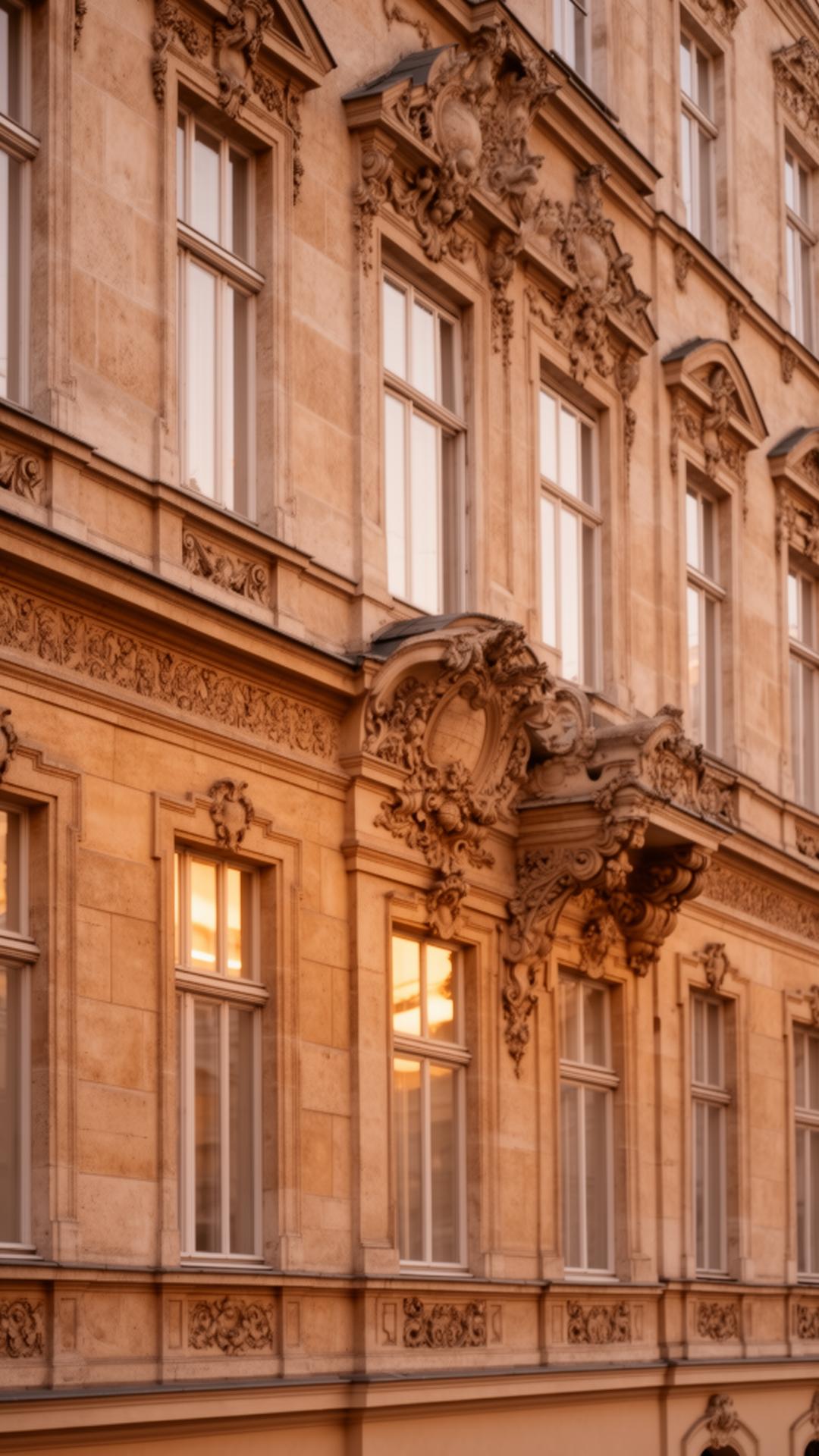 Classic Viennese facade at golden hour